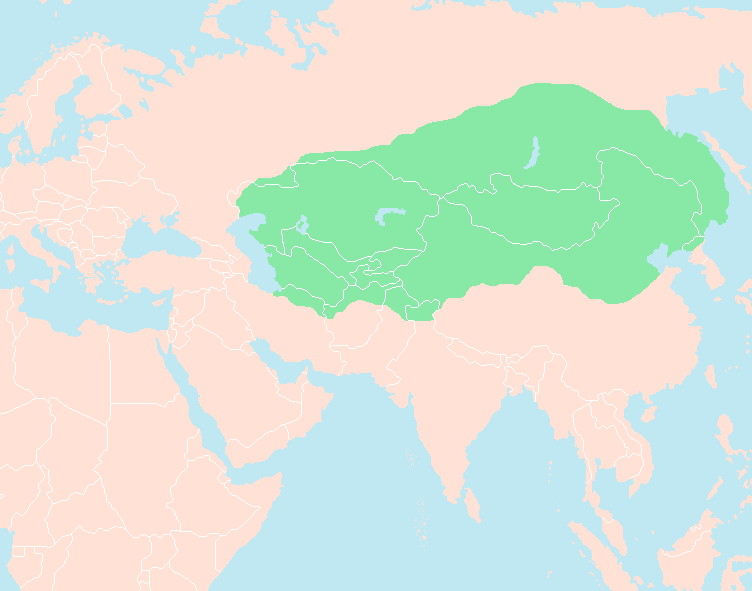 وسعت امپراتوری مغول در زمان مرگ چنگیز خان 